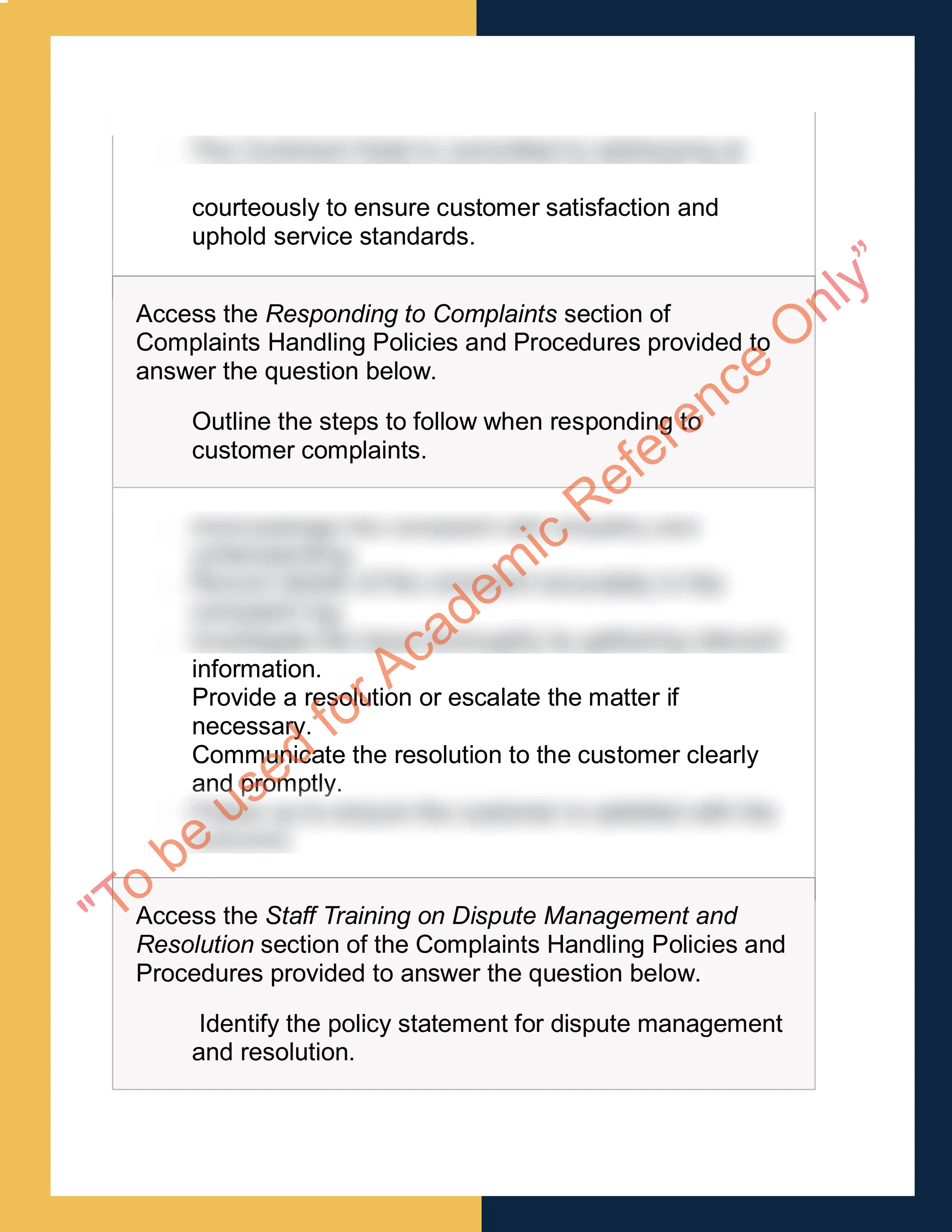 Sample Solution for SITXCCCS014 - Provide Service to Customers 3